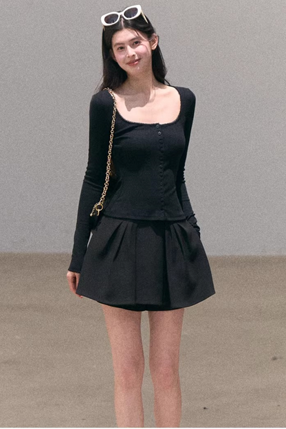 Hollow-Out Ribbed Knit Cardigan