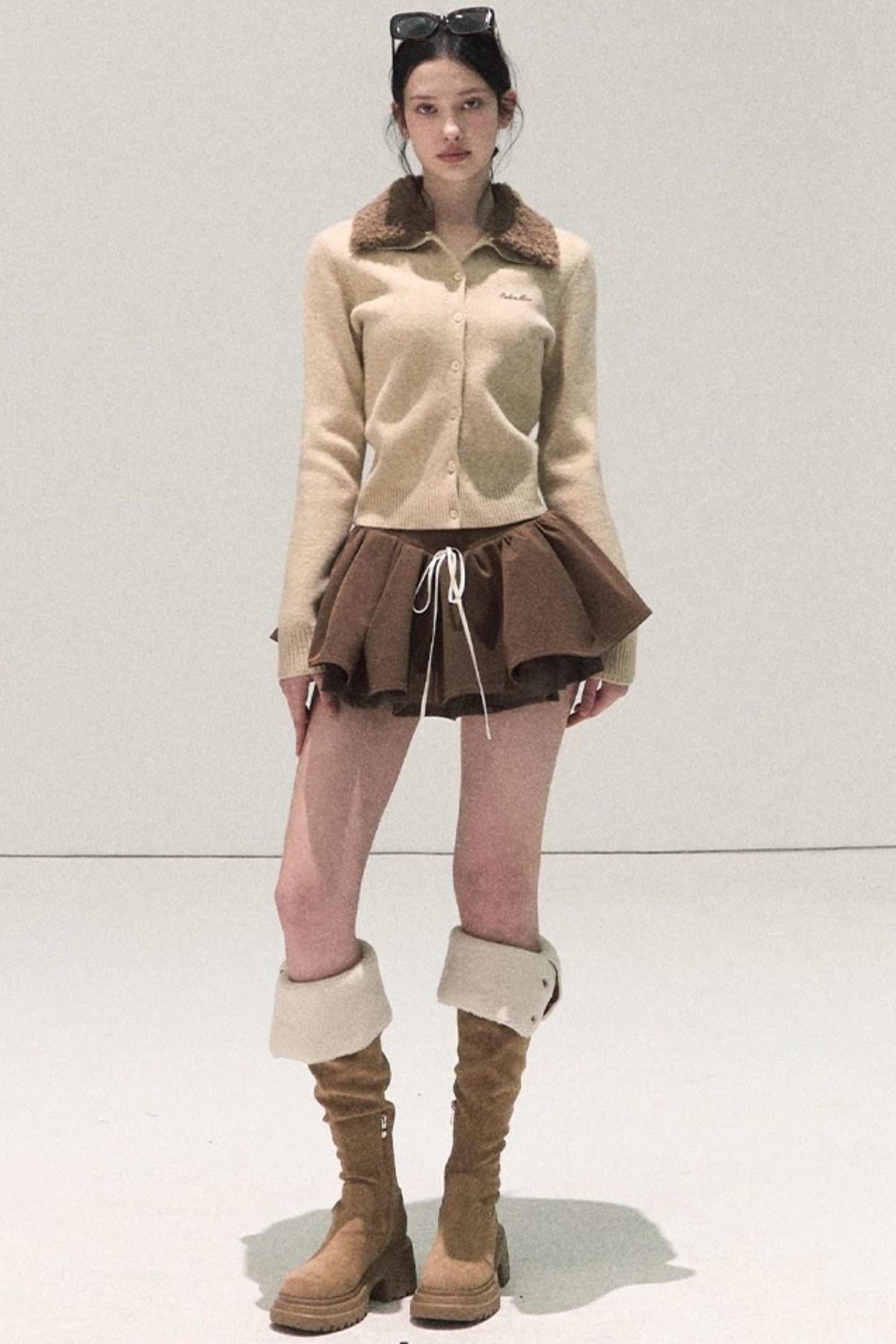 Plaid Color-Blocked A-Line Skirt