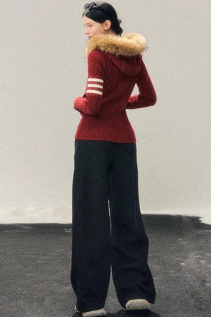 Hooded Cable Knit Sweater