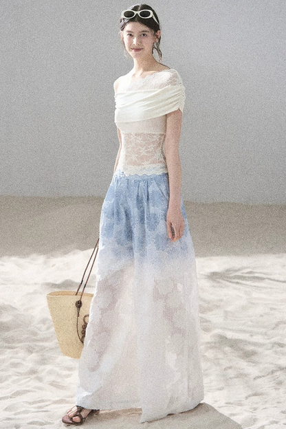 Lace Asymmetrical Shoulder Top