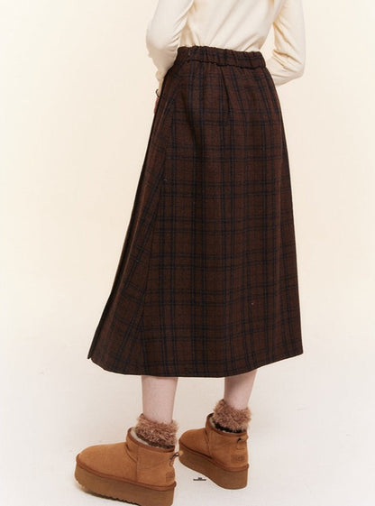 Retro Plaid High-waisted A-Line Umbrella Skirt