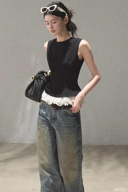 Vintage Hand-Painted Jeans Set