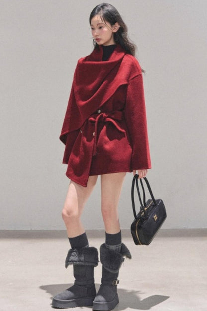 Winter Plaid Wool Coat