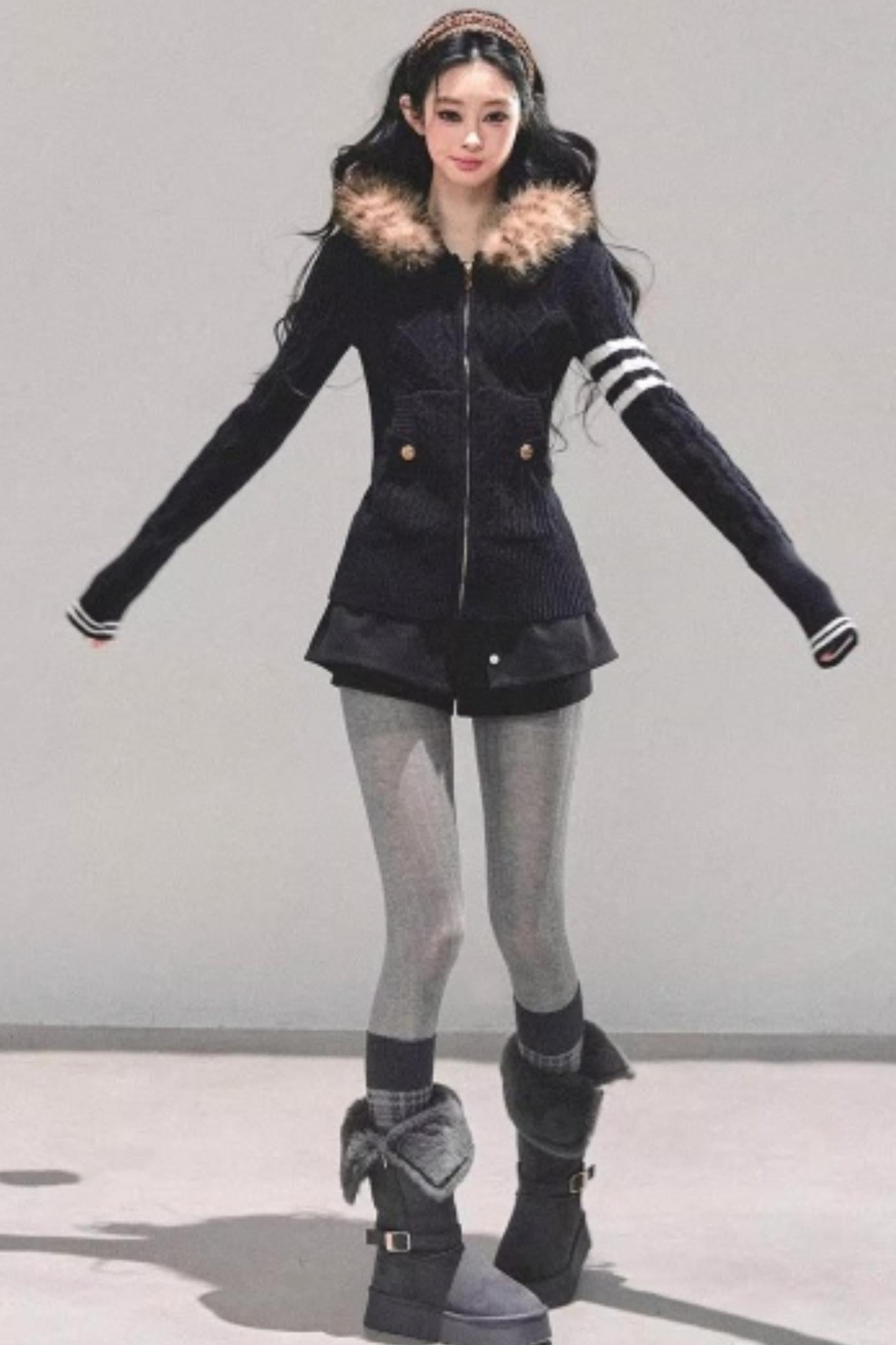 Winter Hooded Knit Sweater