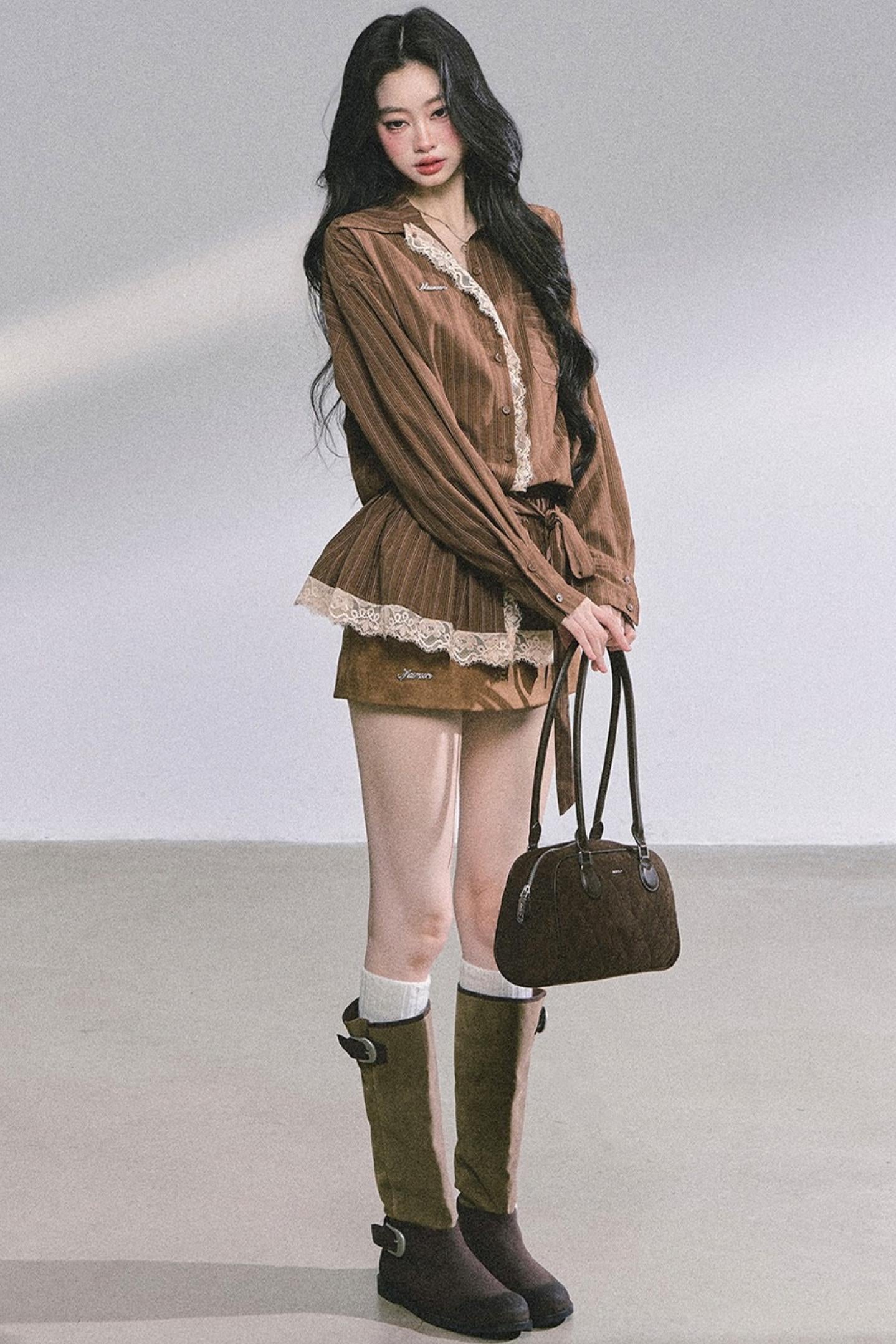 French Lace Stripe Shirt Set-Up