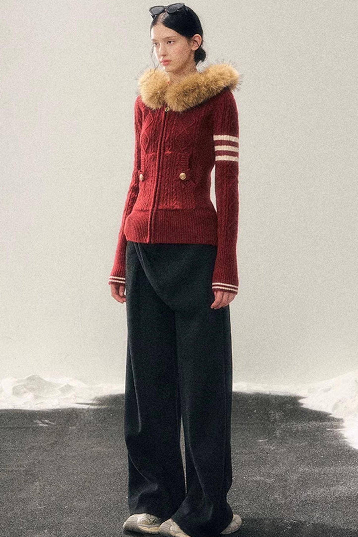 Hooded Cable Knit Sweater