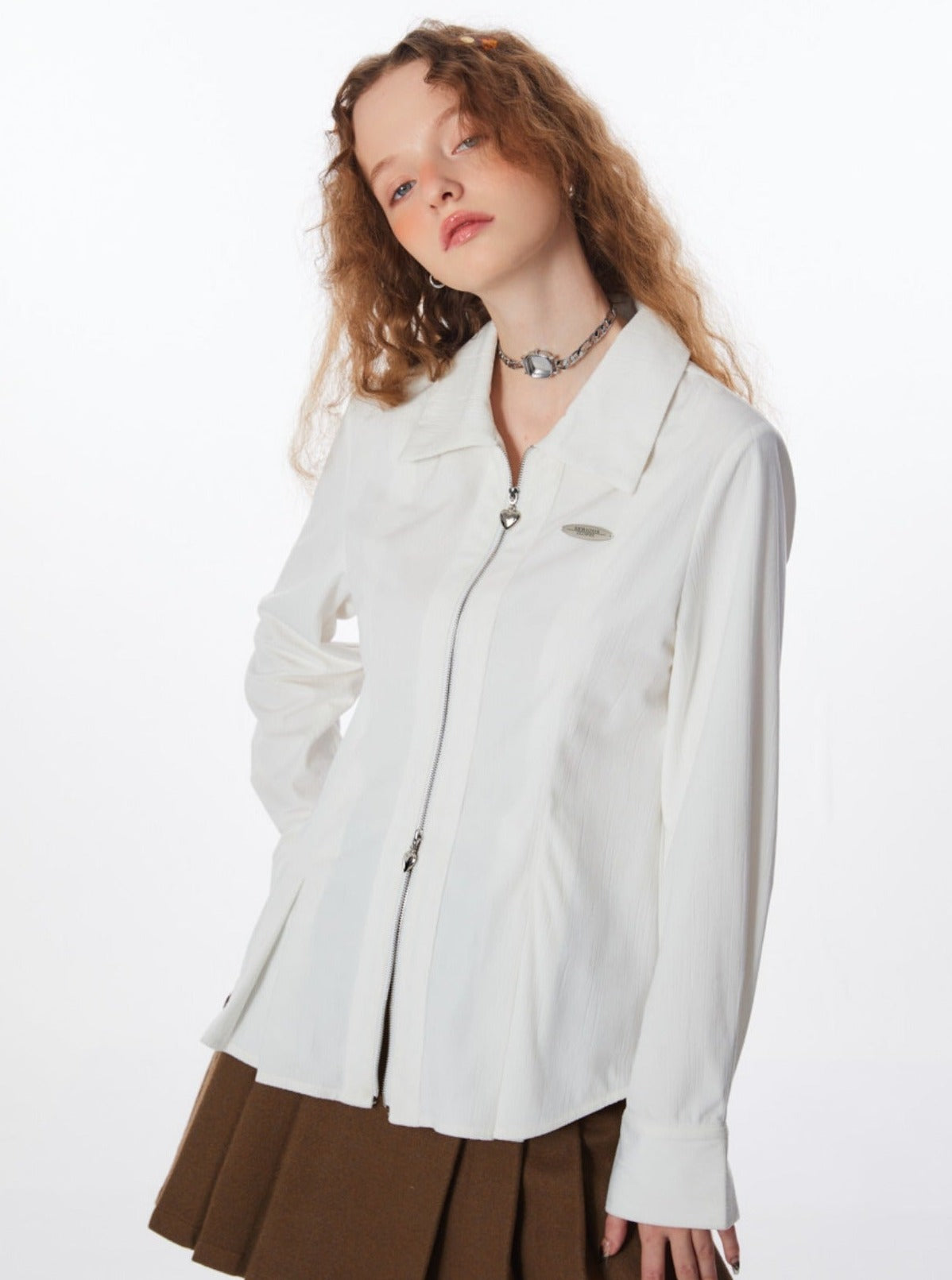 American polo collar long-sleeved shirt