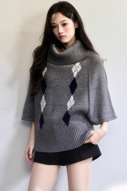 Retro Diamond Wool Knit Sweater
