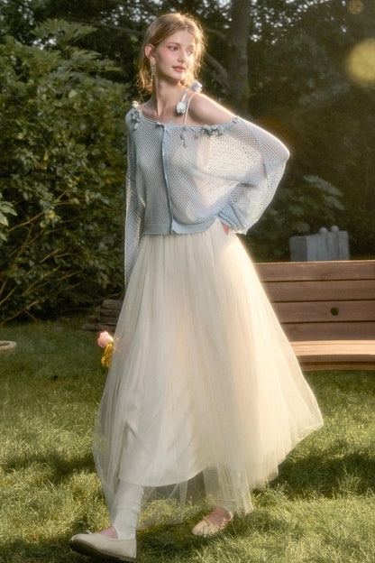 Galaxy Ice Silk Hollow Cardigan