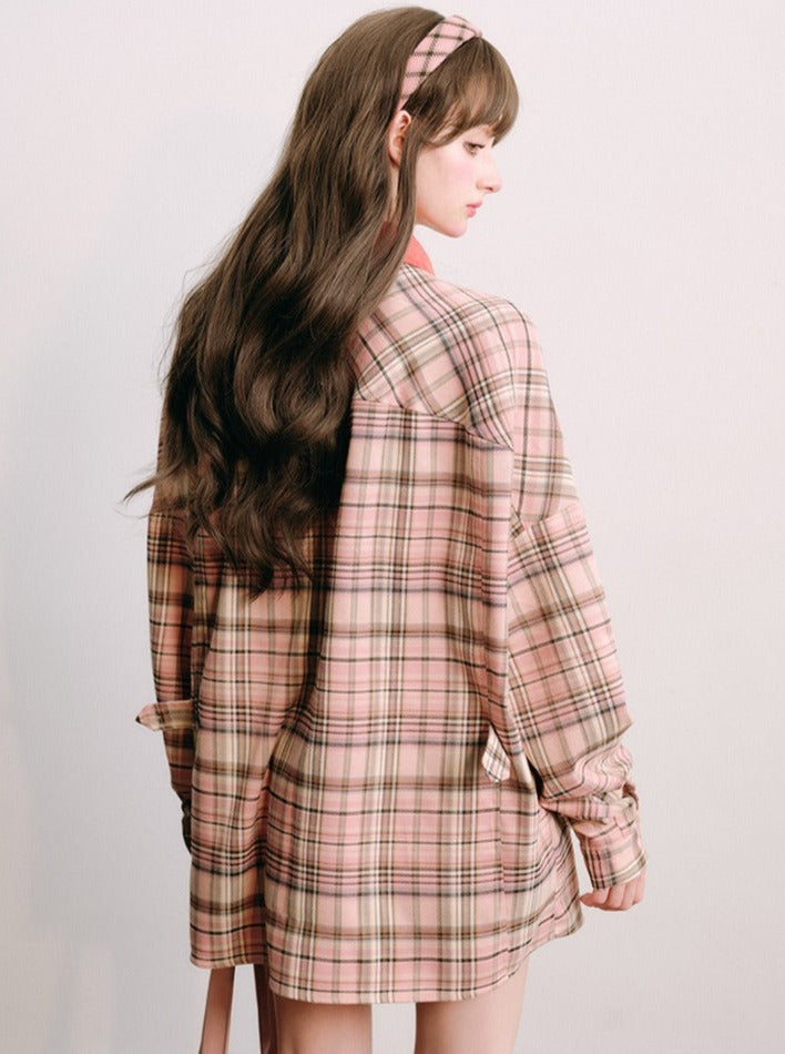 Plaid coat and skirt sets