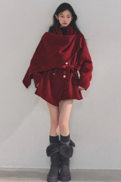 Winter Plaid Wool Coat