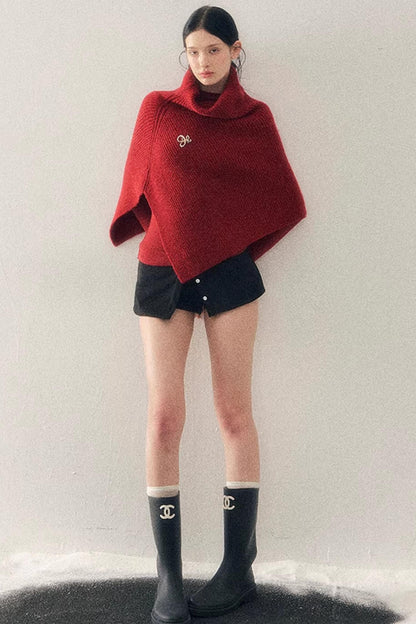 Maple Leaf Knit Sweater Cape Set-Up