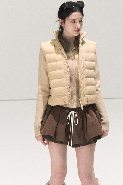 Plaid Color-Blocked A-Line Skirt