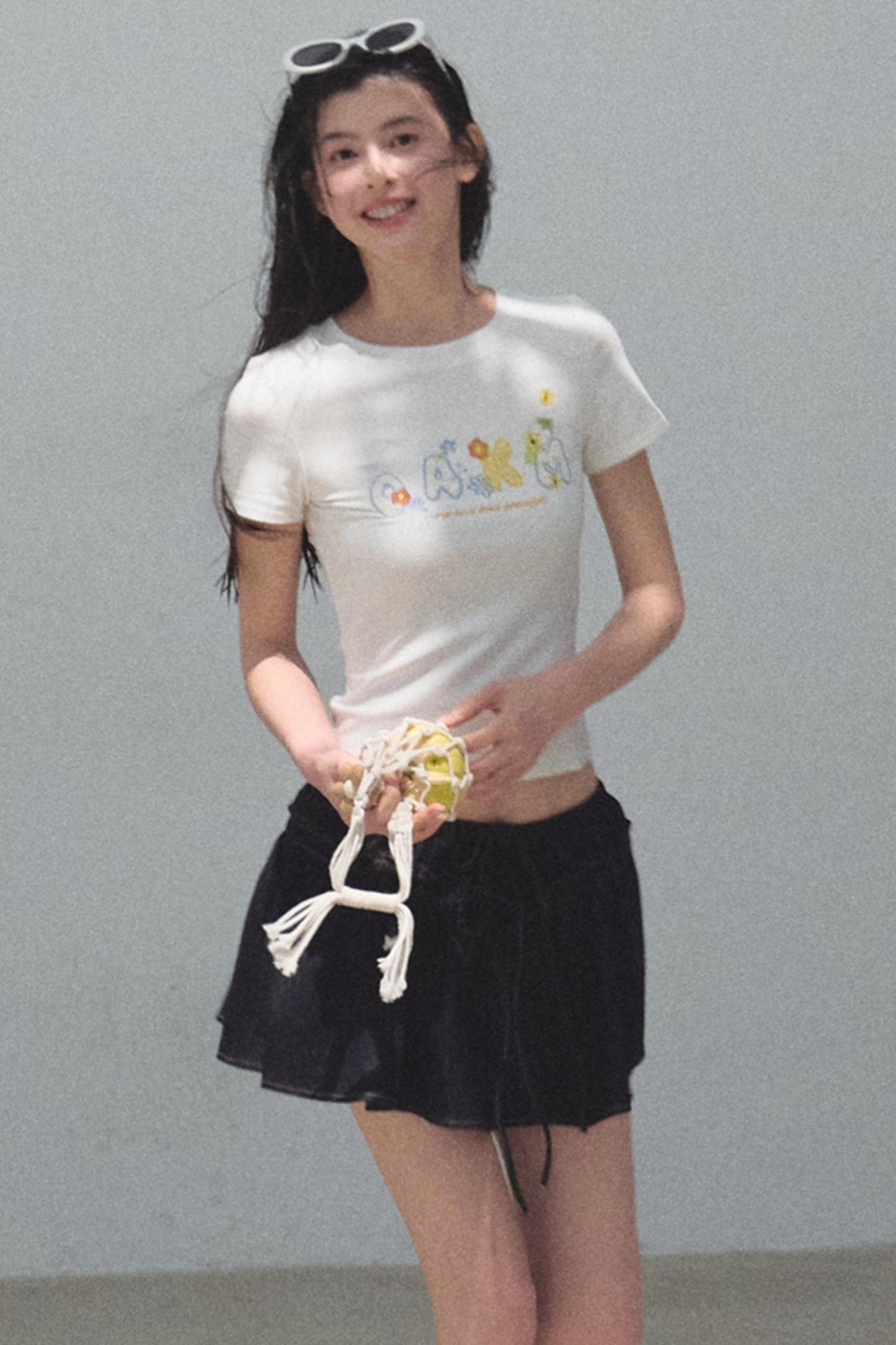 Embroidered Puffy A-Line Skirt