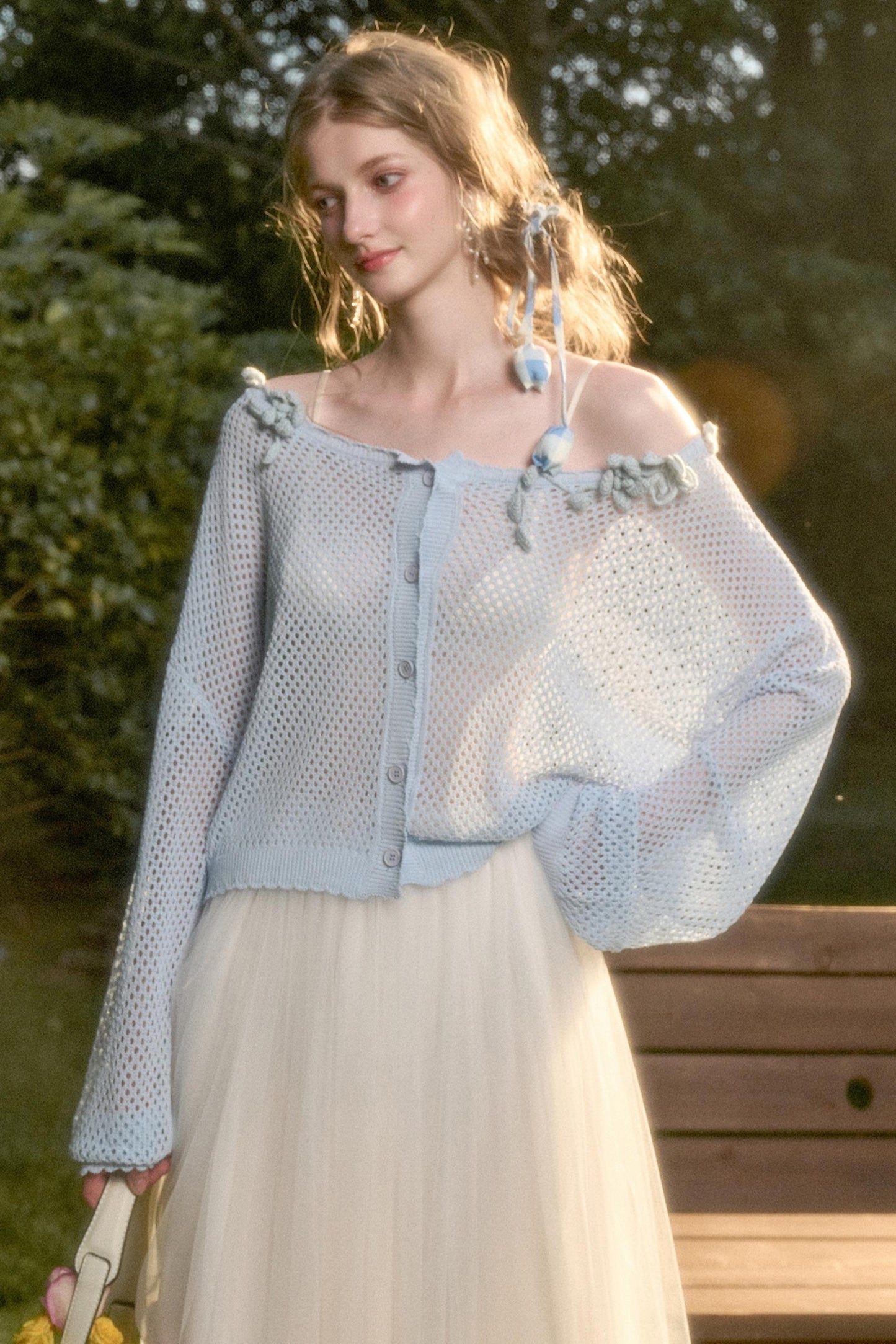 Galaxy Ice Silk Hollow Cardigan