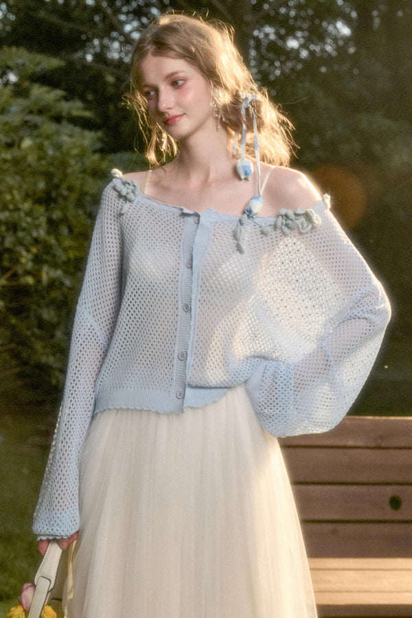 Galaxy Ice Silk Hollow Cardigan