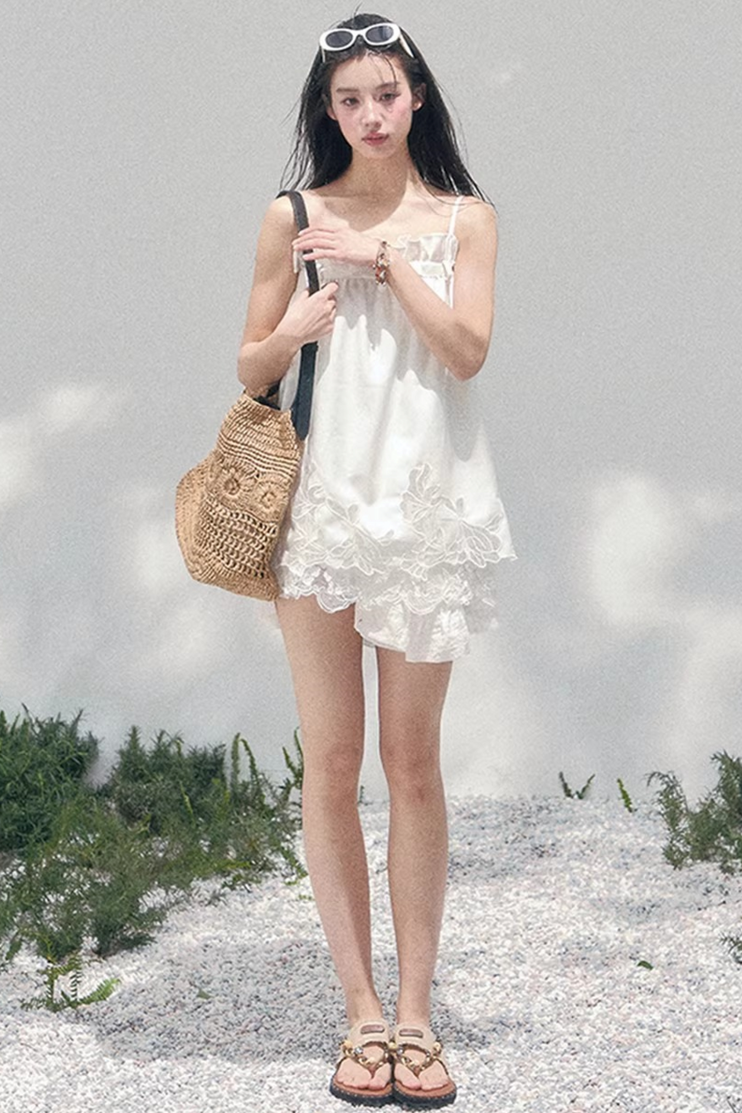 Bouquet-ähnliches Spitzen-Babydoll-Oberteil