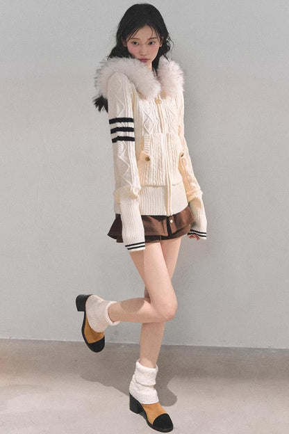 Hooded Cable Knit Sweater