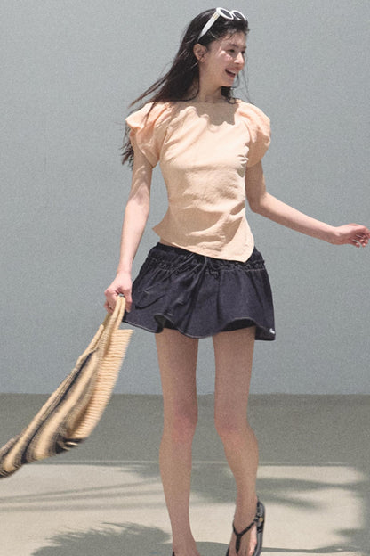 Embroidered Puffy A-Line Skirt