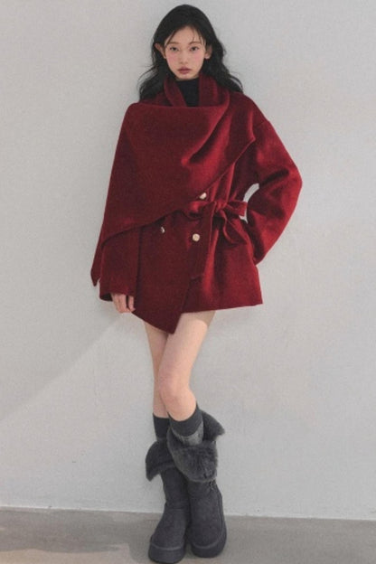 Winter Plaid Wool Coat