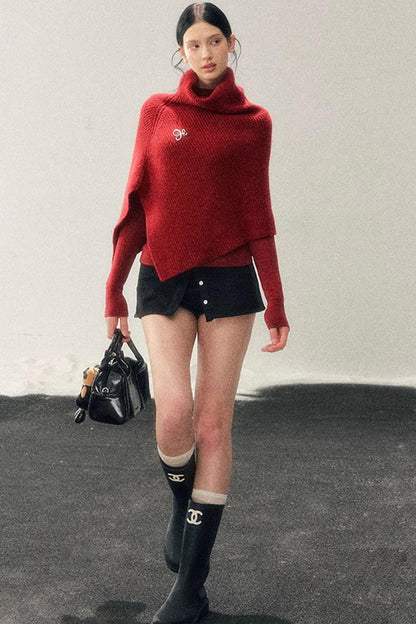 Maple Leaf Knit Sweater Cape Set-Up