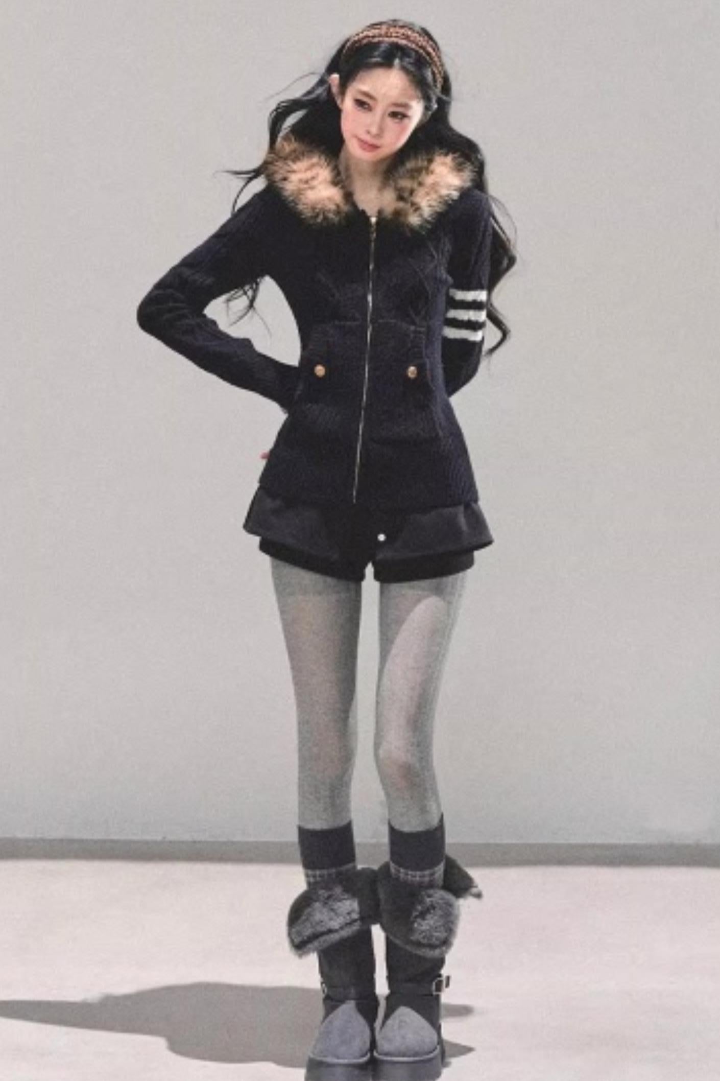 Winter Hooded Knit Sweater