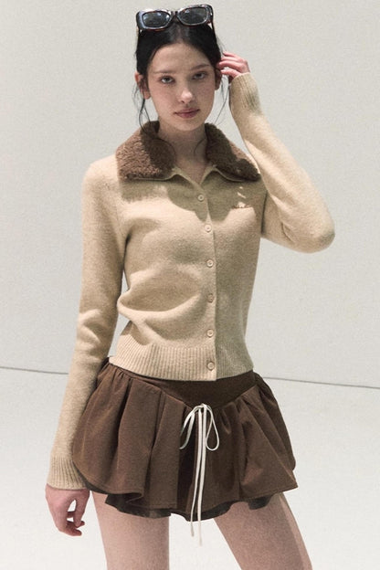 Plaid Color-Blocked A-Line Skirt