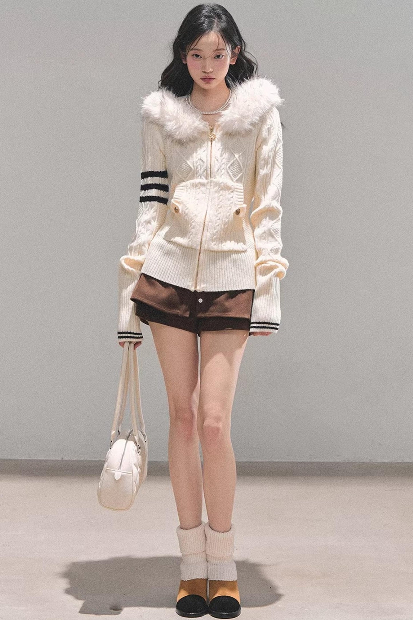 Hooded Cable Knit Sweater