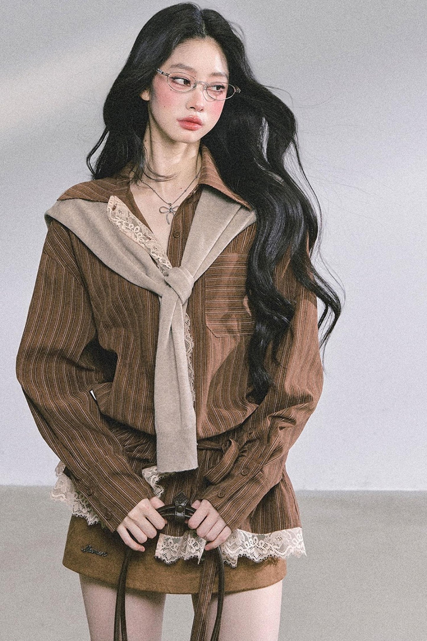 French Lace Stripe Shirt Set-Up