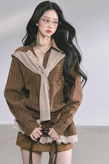 French Lace Stripe Shirt Set-Up