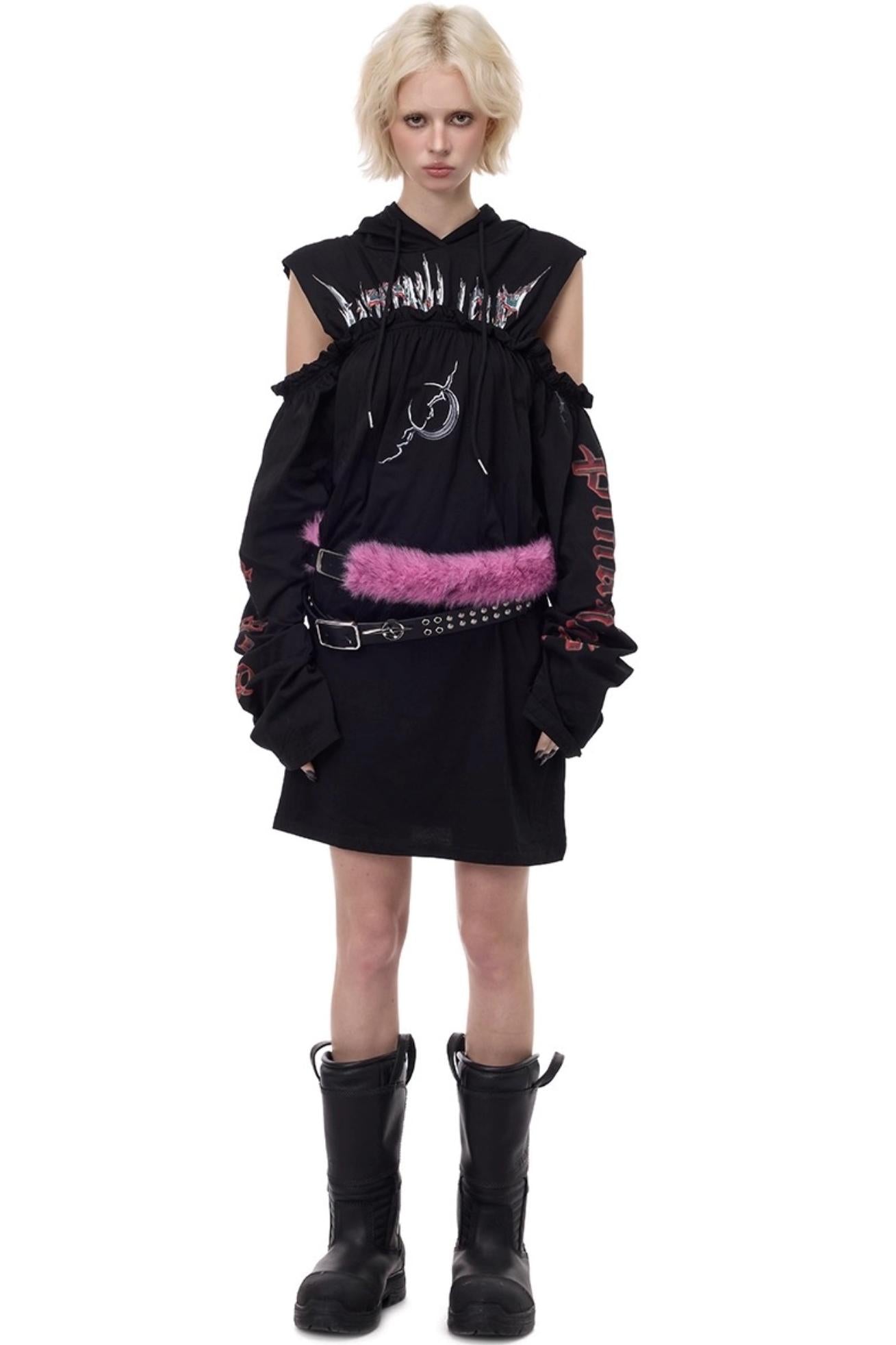 Electric Moon Off-Shoulder Dress