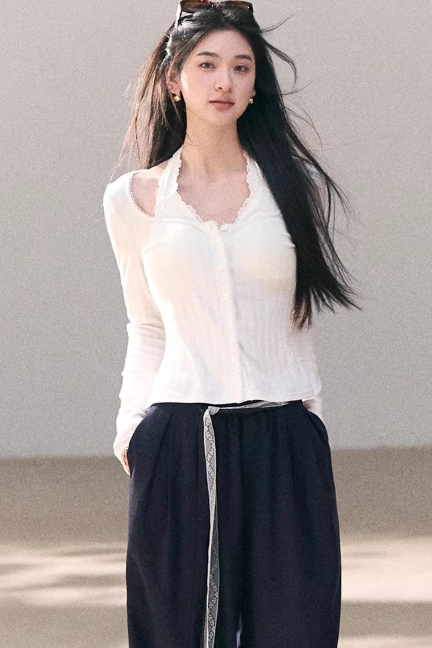 Lace-Trimmed Halter Camisole