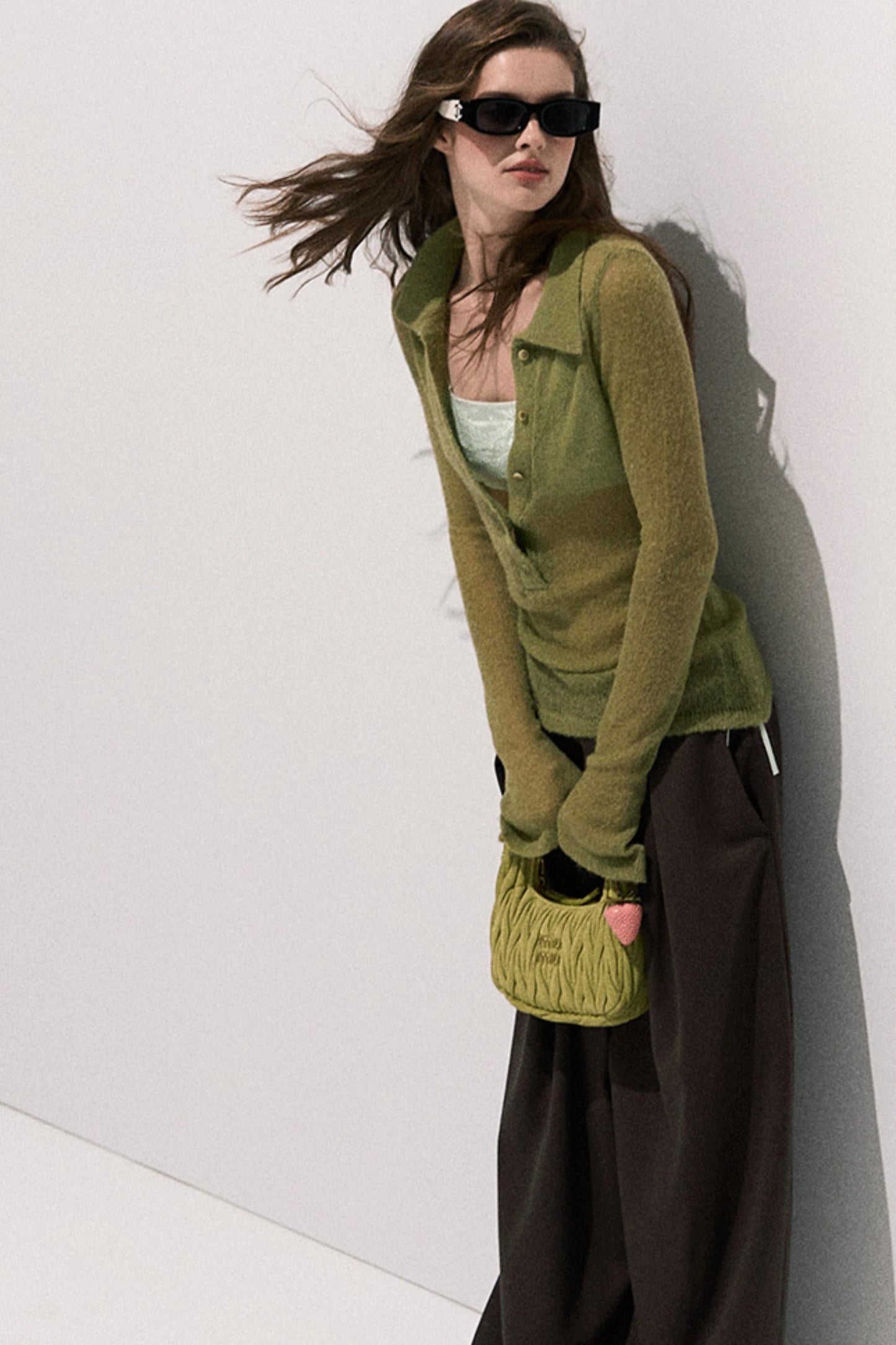 V-Neck Long Sleeve Wool Knit Top