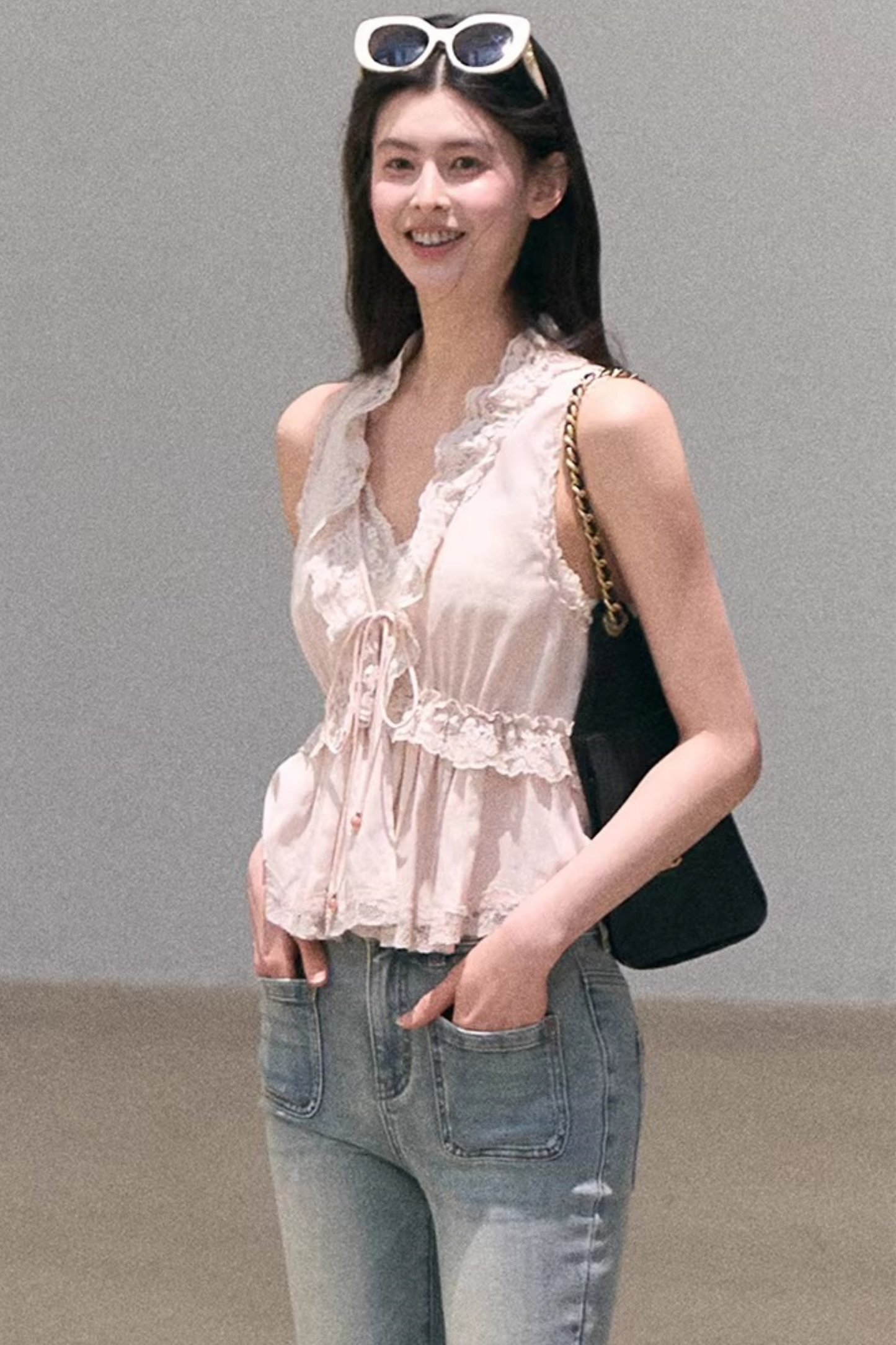 Custom-Dyed Lace Silk Top