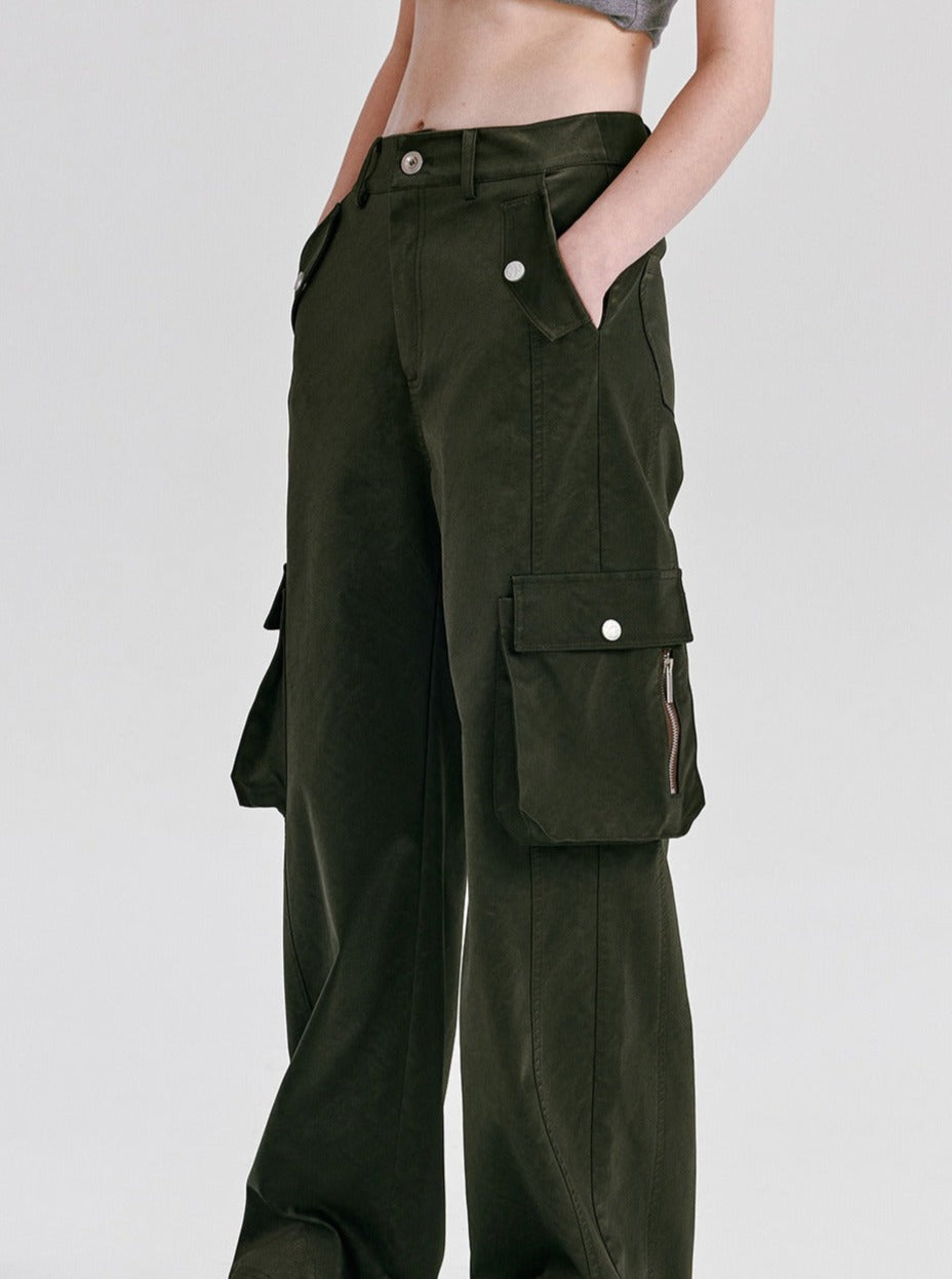 Pocket baggy leather pants