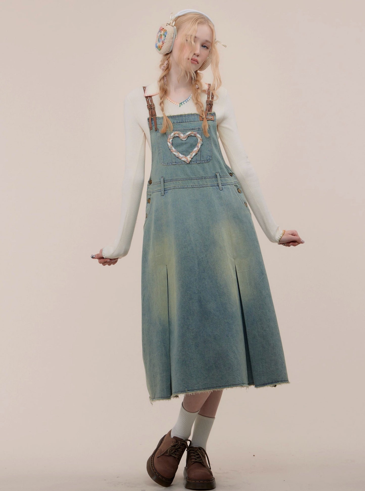 American retro three-dimensional denim dress