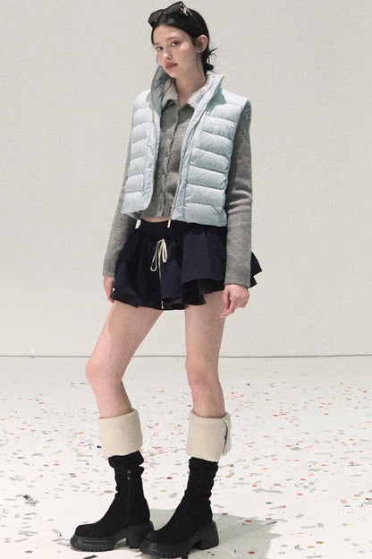 Plaid Color-Blocked A-Line Skirt