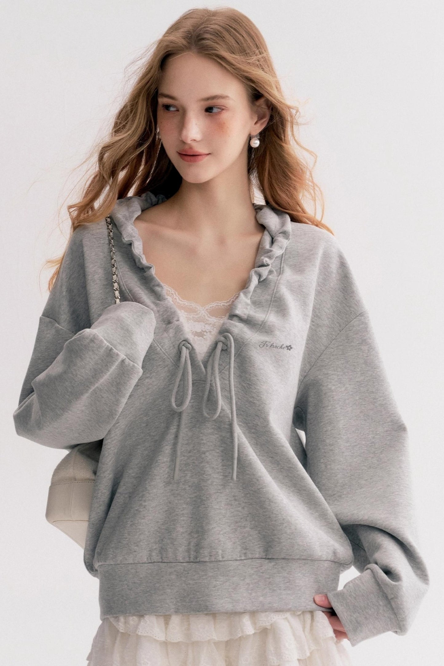 Pleated Hooded Sweatshirt Set-Up