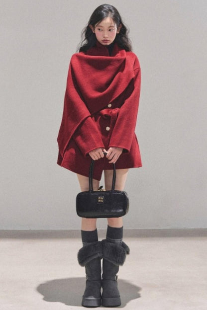 Winter Plaid Wool Coat