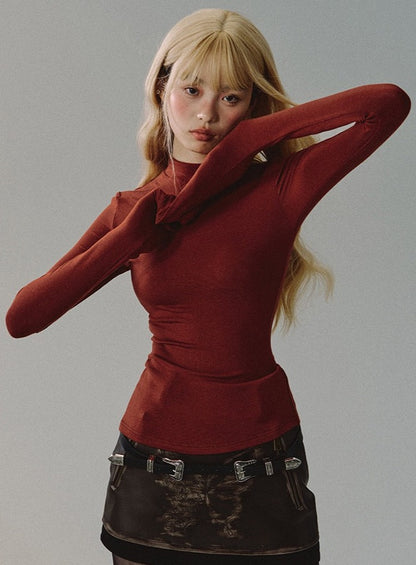 solid color slim breathable turtleneck tops