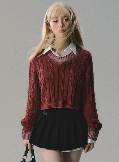 Thick knit skirt set