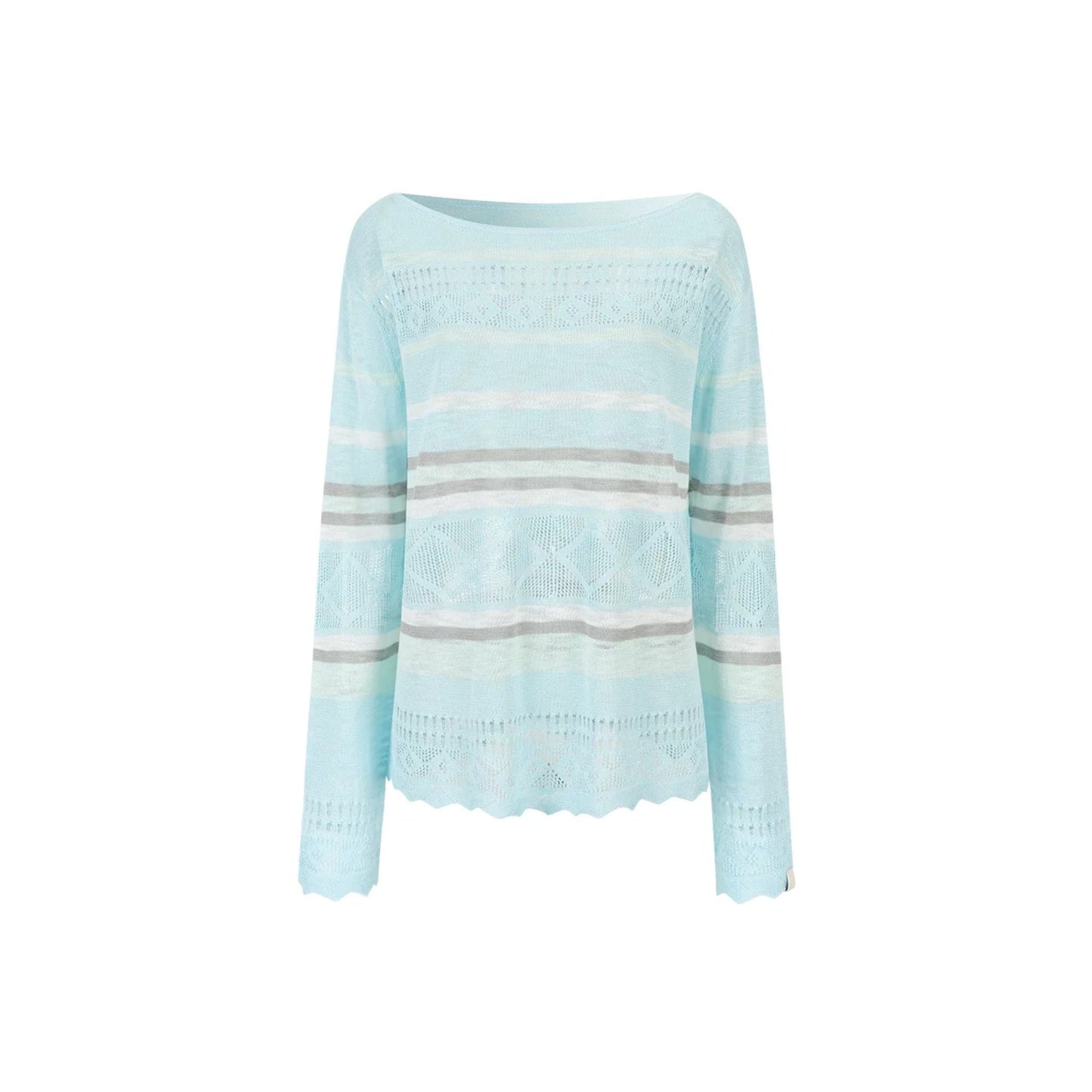 Color-Blocked Striped Knit Blouse