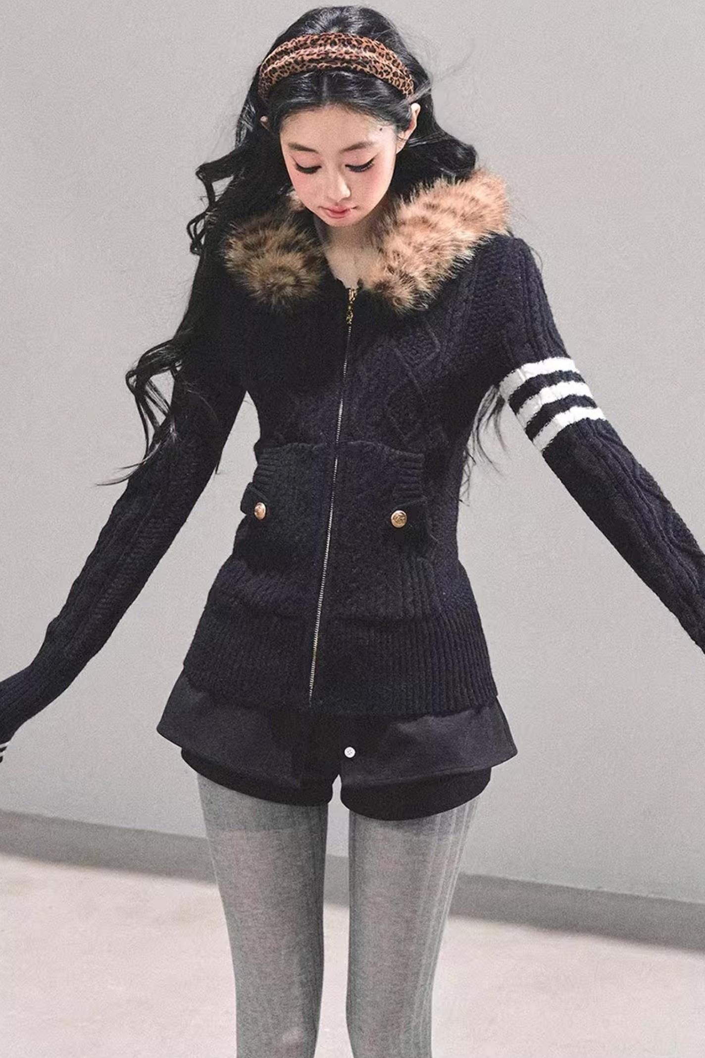 American-Style Hooded Knit Sweater