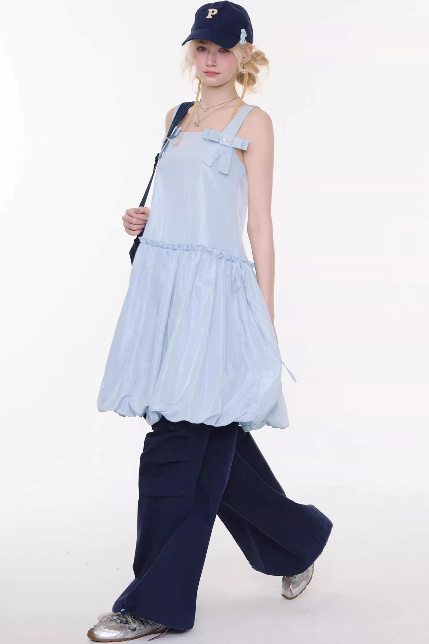 Summer Blue Bow-Tie Dress