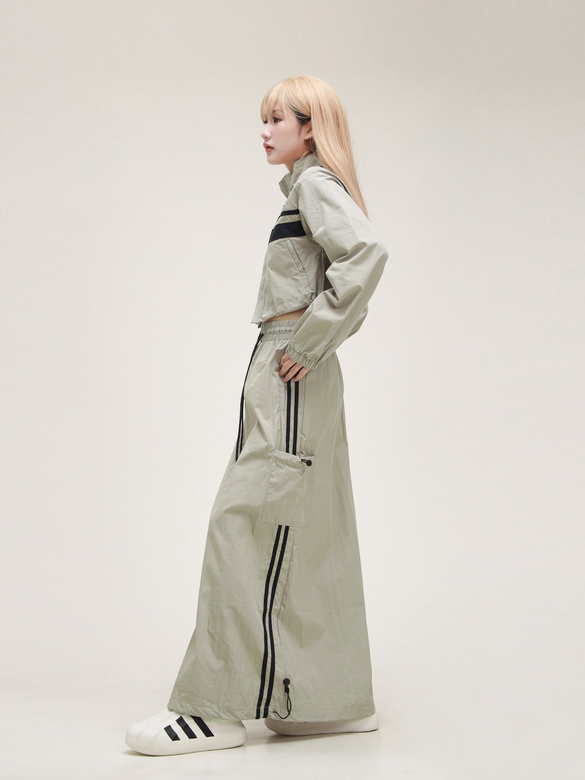 American Sportswear Crop Jacket Skirt Set-up