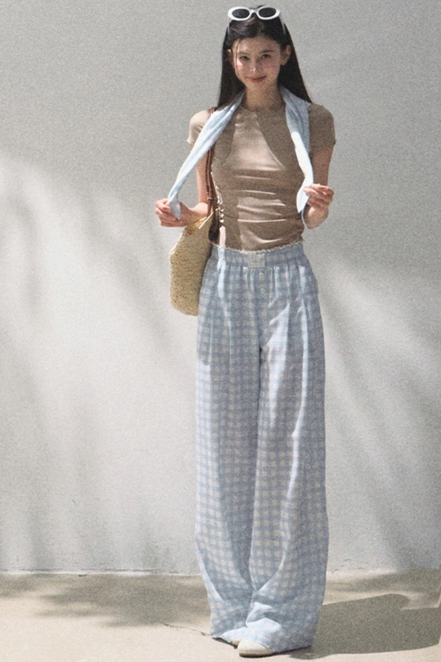 Wide-Leg Tencel Hemp Pants Set-Up