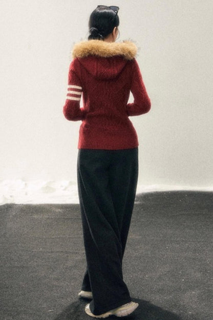 Winter Hooded Knit Sweater