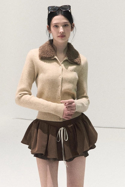 Plaid Color-Blocked A-Line Skirt