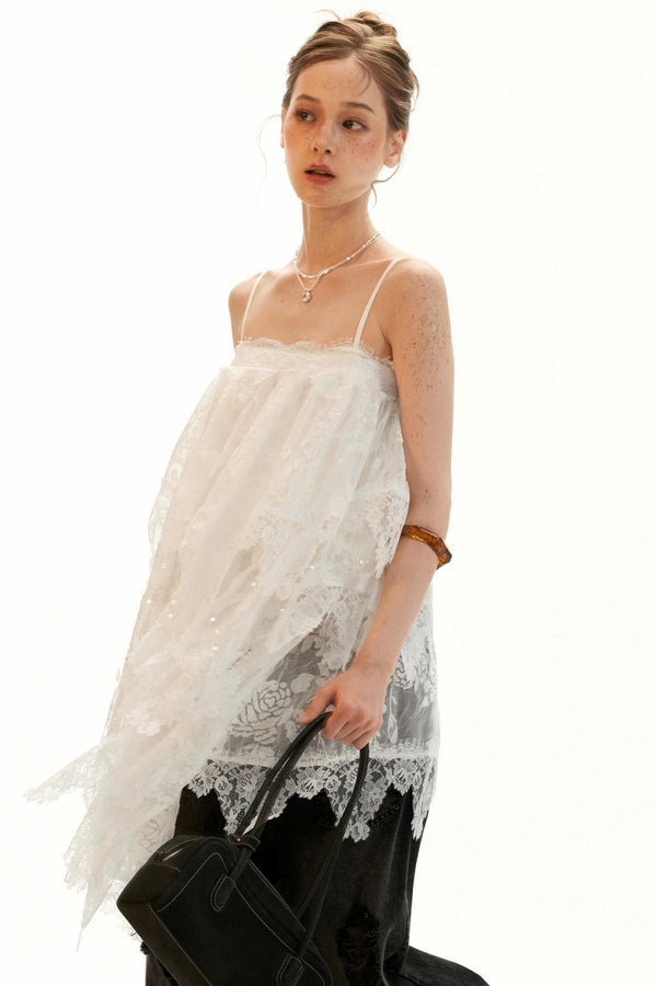 Textured Lace Suspender Dress