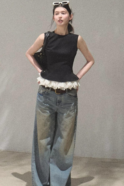 Vintage Hand-Painted Jeans Set